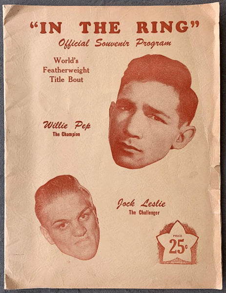 Pep Willie Jock Leslie Official Program 1947 Jo Sports Inc