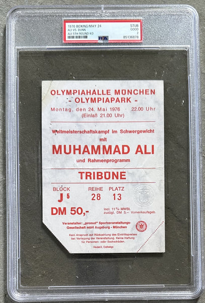 ALI, MUHAMMAD-RICHARD DUNN STUBLESS TICKET (1976-PSA/DNA GOOD 2)