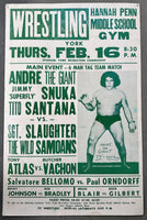 ANDRE THE GIANT & JIMMY SNUKA & TITO SANTANA VS SGT> SLAUGHTER & THE WILD SAMOANS ON SITE POSTER (1984)