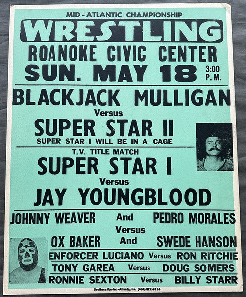 MULLIGAN, BLACKJACK-SUPER STAR II & JOHNNY WEAVER & PEDRO MORALES VS OX BAKER & SWEDE HANSON ON SITE POSTER (1980)