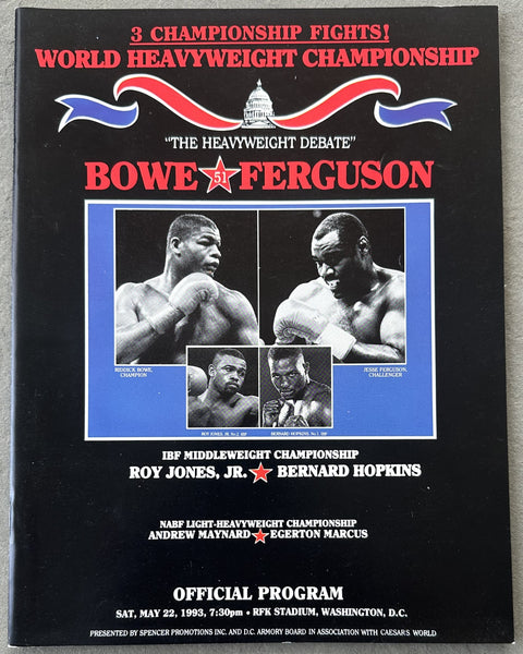 BOWE, RIDDICK-JESSE FERGUSON & ROY JONES, JR.-BERNARD HOPKINS OFFICIAL PROGRAM (1993)