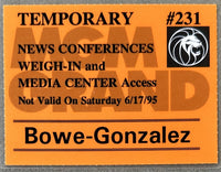 BOWE, RIDDICK-JORGE LUIS GONZALEZ TEMPORARY CREDENTIAL (1995)