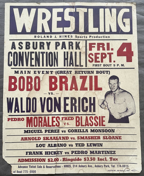 BRAZIL, BOBO-WALDO VON ERICH & FRED BLASSIE-PEDRO MORALES & MIGUEL PEREZ-GORILLA MONSOON ON SITE POSTER (1964)