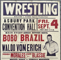 BRAZIL, BOBO-WALDO VON ERICH & FRED BLASSIE-PEDRO MORALES & MIGUEL PEREZ-GORILLA MONSOON ON SITE POSTER (1964)