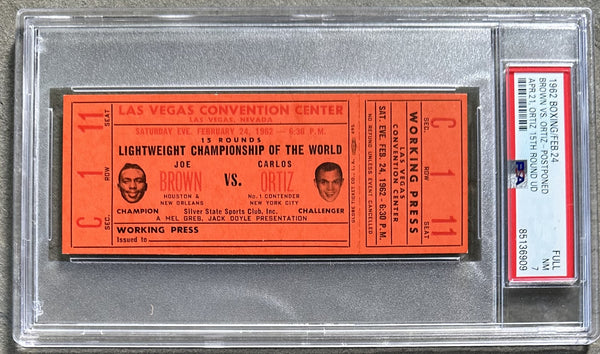 ORTIZ, CARLOS-JOE BROWN FULL TICKET (1962-PSA/DNA NM 7)