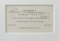 BURNS, TOMMY SIGNED BUSINESS CARD