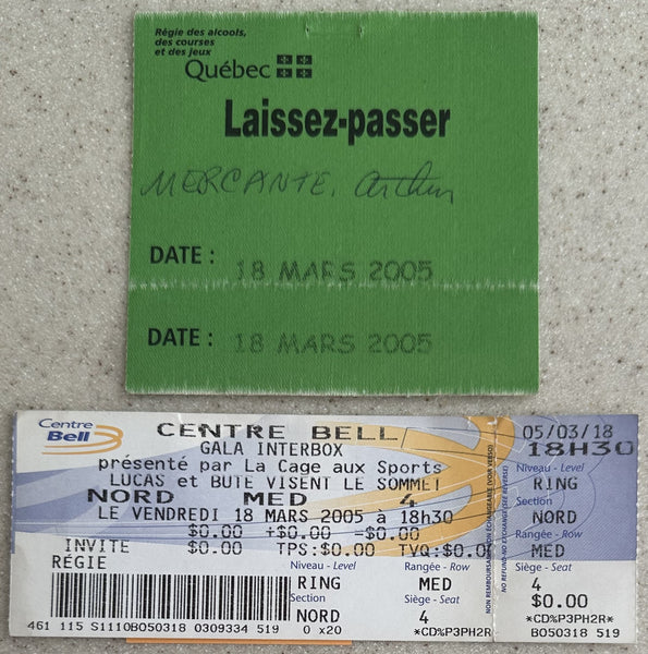 BUTE, LUCIAN-CHRISTIAN CRUZ FULL TICKET & PASS (2005-ARTHUR MERCANTE)