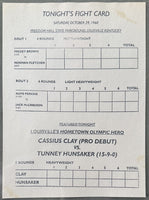 CLAY, CASSIUS-TUNNEY HUNSAKER OFFICIAL PROGRAM (1960-CLAY'S PRO DEBUT)