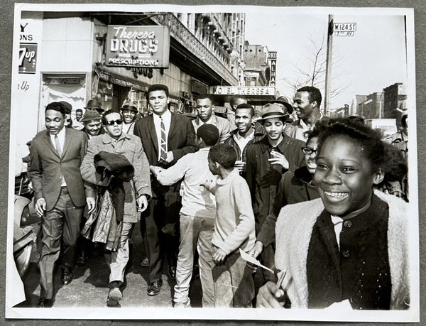 ALI, MUHAMMAD ORIGINAL TYPE 1 PHOTOGRAPH (1964 IN HARLEM AFTER WINNING TITLE)