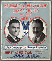 DEMPSEY, JACK-GEORGE CARPENTIER OFFICIAL PROGRAM (1921)