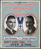 DEMPSEY, JACK-GEORGE CARPENTIER OFFICIAL PROGRAM (1921)