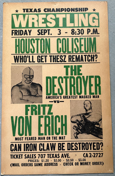 VON ERICH, FRITZ-THE DESTROYER ON SITE POSTER (1965)
