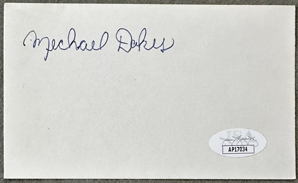 DOKES, MICHAEL SIGNED INDEX CARD (JSA)