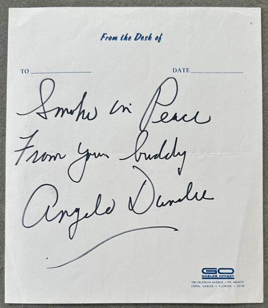 DUNDEE, ANGELO SIGNED NOTE