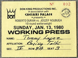 DURAN, ROBERTO-JOSEPH NSUBUGA WORKING PRESS PASS (1980)