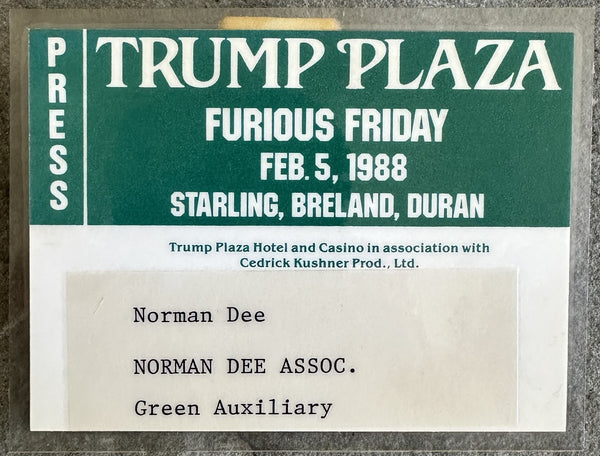 DURAN, ROBERTO-RICKY STACKHOUSE PRESS CREDENTIAL (1988)