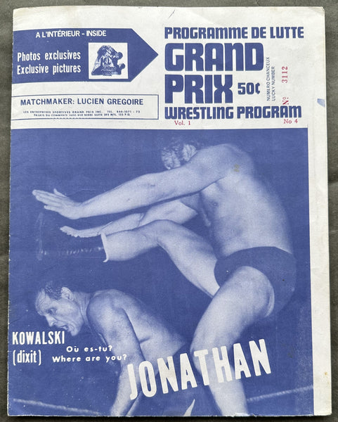 ANDRE THE GIANT (JEAN FERRE) & PAUL LEDUC & JOS LEDUC VS BLACK JACK LANZA & BLACK JACK MULLIGAN & BARON VON RASCHKE OFFICIAL PROGRAM (1973)