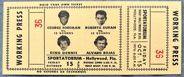 FOREMAN, GEORGE-JON "DINO" DENNIS & ROBERTO DURAN-ALVARO ROJAS ON SITE FULL TICKET