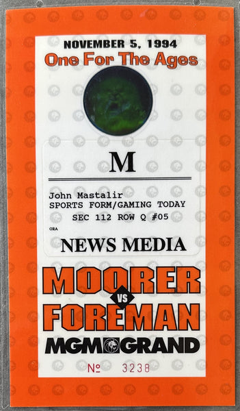 FOREMAN, GEORGE-MICHAEL MOORER PRESS CREDENTIAL (1994)