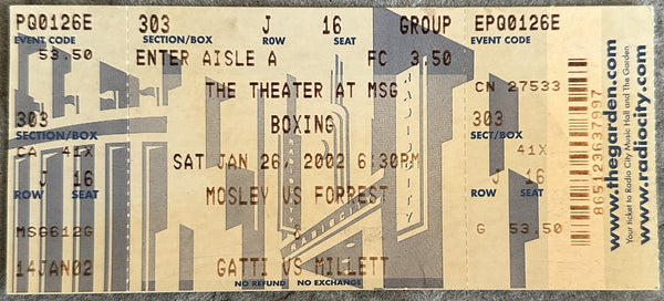 FORREST, VERNON-SHANE MOSLEY I & ARTURO GATTI-TERRON MILLETT ON SITE FULL TICKET (2002-FORREST WINS TITLE)