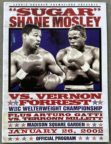 FORREST, VERNON-SHANE MOSLEY I & ARTURO GATTI-TERRON MILLETT OFFICIAL PROGRAM (2002-FORREST WINS TITLE)