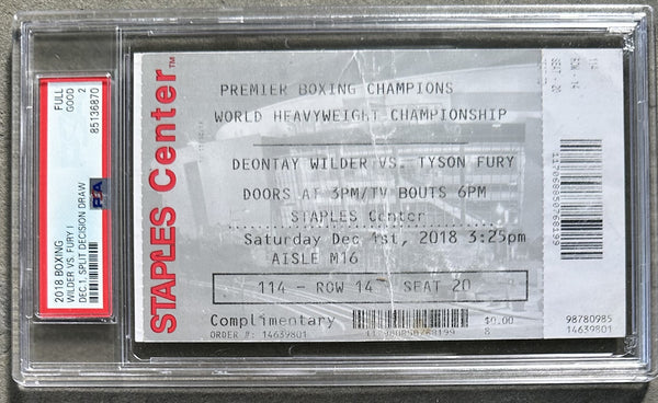 FURY, TYSON-DEONTAY WILDER I ON SITE FULL TICKET (2018-PSA/DNA GOOD 2)