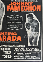 FAMECHON, JOHNNY-FIGHTING HARADA SIGNED ON SITE POSTER (1969)