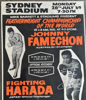 FAMECHON, JOHNNY-FIGHTING HARADA SIGNED ON SITE POSTER (1969)