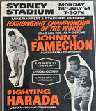 FAMECHON, JOHNNY-FIGHTING HARADA SIGNED ON SITE POSTER (1969)