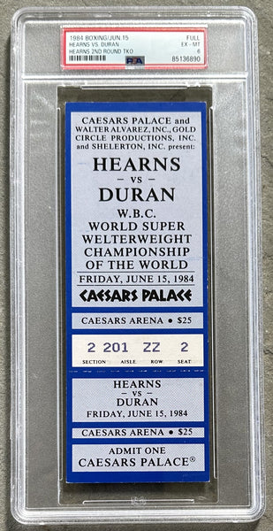 HEARNS, TOMMY-ROBERTO DURAN FULL TICKET (1984-PSA/DNA EX-MT 6)