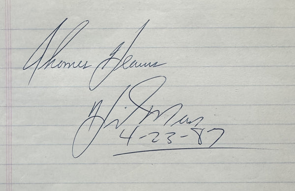 HEARNS, THOMAS VINTAGE INK SIGNATURE (1987-AS WORLD MIDDLEWEIGHT CHAMPION)