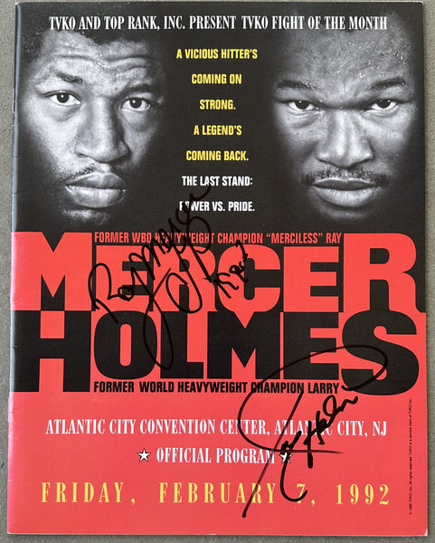 HOLMES, LARRY-RAY MERCER SIGNED OFFICIAL PROGRAM (1992-SIGNED BY BOTH)