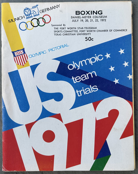 1972 OLYMPIC BOXING TRIALS PROGRAM WITH INSERTS (HOLMES, JOHNSON, GREGORY, SEALES, BOBICK)