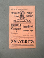 LOUIS, JOE RHUMBOOGIE CAFE MENU (EARLY 1940'S)