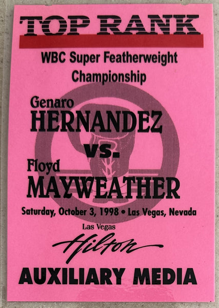 MAYWEATHER, JR., FLOYD-GENARO HERNANDEZ AUXILIARY MEDIA CREDENTIAL (1998)