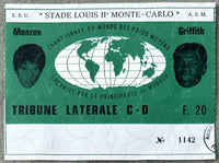 MONZON, CARLOS-EMILE GRIFFITH STUBLESS TICKET (1973)