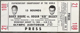 MOORE, DAVEY-HOGAN "KID" BASSEY ON SITE FULL TICKET (1959)