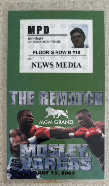 MOSLEY, SUGAR SHANE-FERNANDO VARGAS NEWS MEDIA CREDENTIAL (2006)