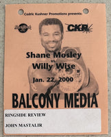 MOSLEY, SUGAR SHANE-WILLY WISE PRESS CREDENTIAL (2000)