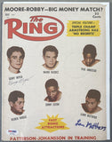 MOYER, DENNY & LEN MATTHEWS SIGNED MAY 1959 RING MAGAZINE COVER (PSA/DNA)