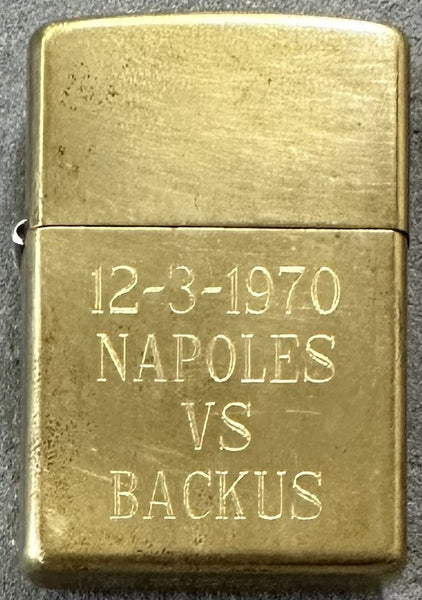 NAPOLES, JOSE-BILLY BACKUS I SOUVENIR LIGHTER (1970-BACKUS WINS TITLE)