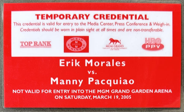 PACQUIAO, MANNY-ERIK MORALES I TEMPORARY CREDENTIAL (2005)