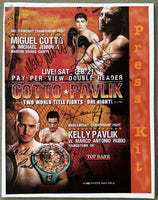 COTTO, MIGUEL-MICHAEL JENNINGS & KELLY PAVLIK-MARCO ANTONIO RUBIO SIGNED PRESS KIT (2009-SIGNED BY PAVLIK, COTTO, RUBIO, JENNINGS)