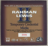 LEWIS, LENNOX-HASIM RAHMAN II TEMPORARY CREDENTIAL (2001)