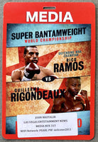 RIGONDEAUX, GUILLERMO-RICO RAMOS PRESS CREDENTIAL (2012-RIGONDEAUX WINS TITLE)