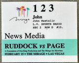 RUDDOCK, RAZOR-GREG PAGE PRESS CREDENTIAL (1992)