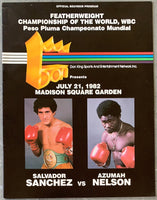 SANCHEZ, SALVADORE-AZUMAH NELSON OFFICIAL PROGRAM (1982-SANCHEZ LAST FIGHT)