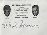 SPENCER, THAD SIGNED FIGHT ENVELOPE (1969-MAC FOSTER FIGHT)