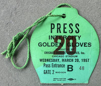 1957 INTERCITY GOLDEN GLOVES FINALS PRESS PASS (TERRELL)
