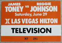 TONEY, JAMES "LIGHTS OUT"-REGGIE JOHNSON TELEVISION CREDENTIAL (1991)